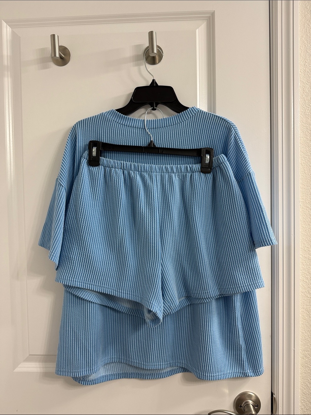 Amazon Blue Ribbed Lounge Set - Top and Shorts